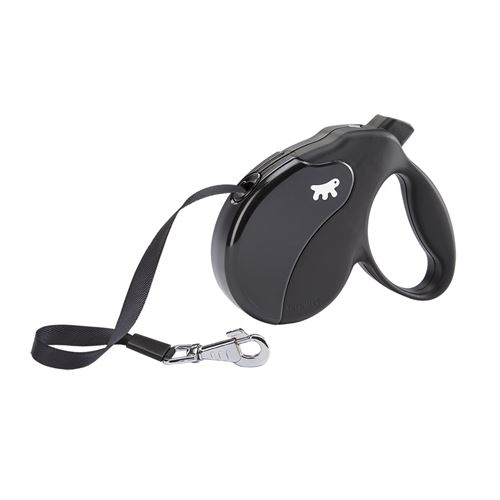 Comparer les prix de Laisse rétractable pour chiens AMIGO TAPE MEDIUM, sangle rétractable, 5 mètres, max 25 kg, Noir
