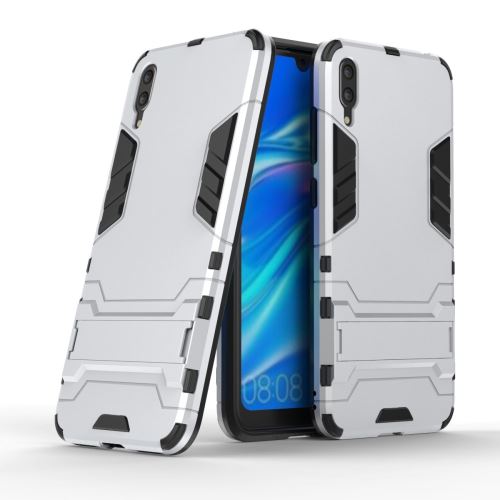 Coque en TPU cool guard kickstand hybride argent pour votre Huawei Enjoy 9/Y7 Pro (2019)