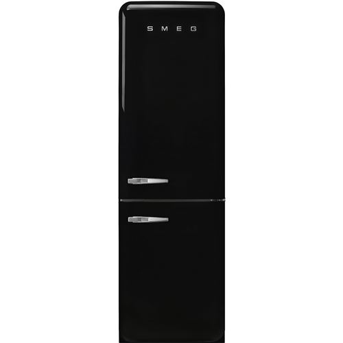 Smeg Réfrigérateur Congélateur Pose Libre, Volume Total 331 L , Réfrigérateur 234 L Air Ventilé, Congélateur 97 L No Frost, Zone Extra Fresh 0°C, Compartiment Congélation Rapide, Éclairage Led, Niveau Sonore 37 Db, Classe A+++, Design Rétro, Noir