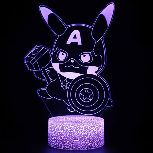 Stack - Lampe Veilleuse 3D - Motif Pikachu - Télécommande Tactile - 7 Couleurs - Image 2
