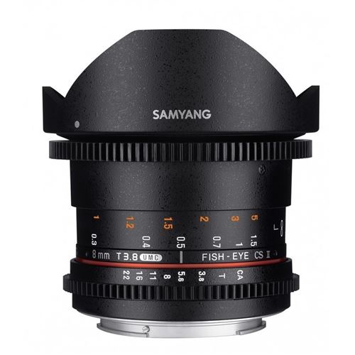 Samyang objectif vid&eacute;o 8mm t3.8 fisheye vdslr II sony e 