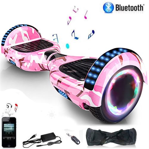 Hoverboard 6.5 pouces avec Bluetooth Bleu chromé Pneu à LED+Sac de Transport+Télécommande