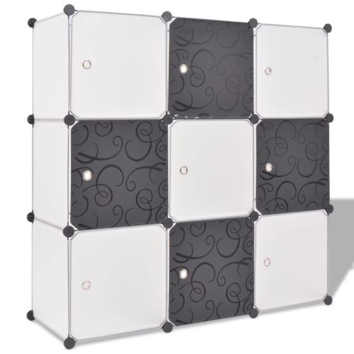 Meelady cube de rangement 9 compartiments Noir/Blanc 110 x 37 x 110 cm