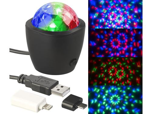 Lunartec : Mini boule disco RVB USB / Lightning avec capteur acoustique