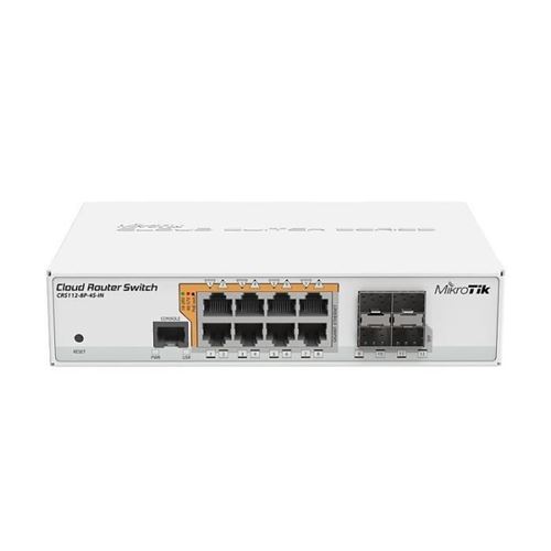Mikrotik Cloud Router Switch Crs112-8P-4S-In - Commutateur - C3 - Géré - 8 X 10/100/1000 (Poe) + 4 X Sfp - De Bureau, Montable Sur Rack - Poe+ - Alimentation Cc