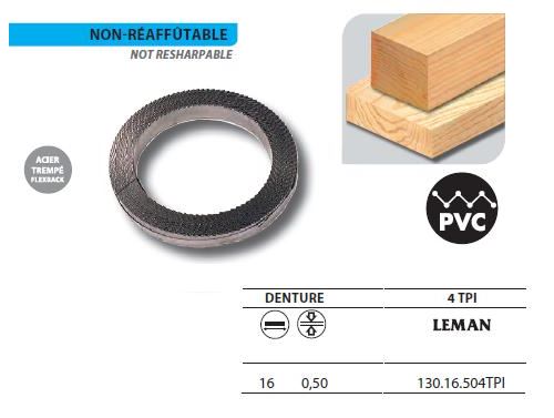 Leman - 1 Rouleau de 50 mètres Lame scie à ruban en acier trempé Flexback 16x0,5 4TPI