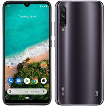 Xiaomi MI A3 - Android One - 4G smartphone - double SIM - RAM 4 Go / Mémoire interne 64 Go - OLED display - 6.088" - 1560 x 720 pixels - 3 x caméras arrière 48 MP, 8 MP, 2 MP - front camera 32 MP - sorte de gris - 1