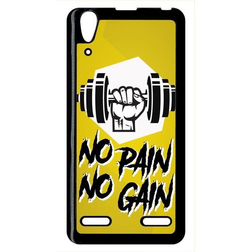 Coque Lenovo A6000 No Pain No Gain Fond Jaune