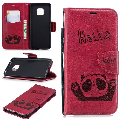 Etui en PU Hello Panda rouge pour votre Huawei Mate 20 Pro