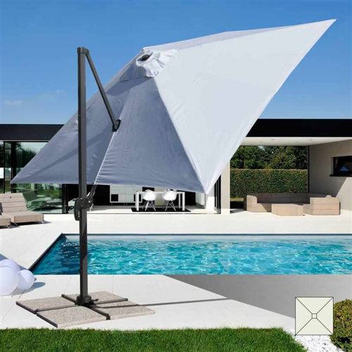 Elios Parasols - Parasol de jardin 3x3 bras en aluminium carré Paradise, Styles: sans volant