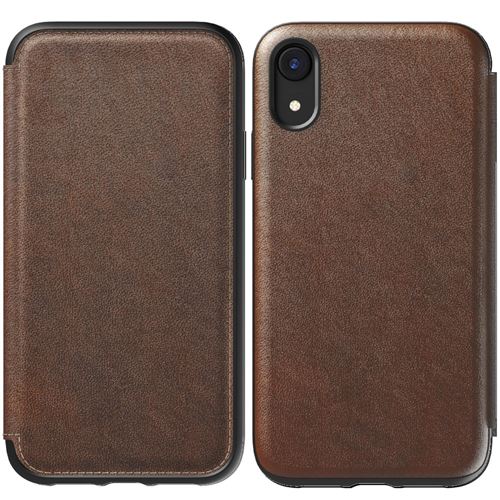 Etui Nomad Folio Rugged cuir marron iPhone XR