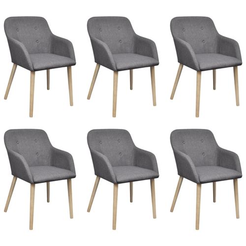 Chaises de salle &agrave; manger 6pcs gris clair tissu et ch&ecirc;ne massif