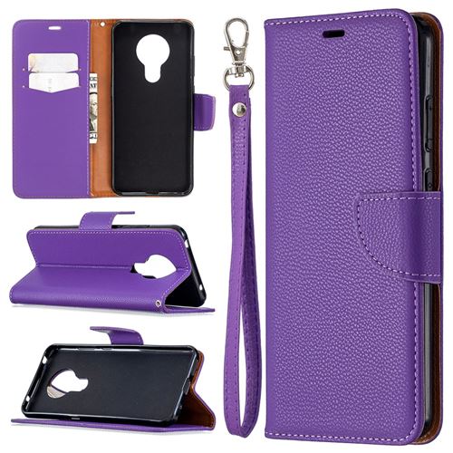 Etui en PU peau de litchi élégante violet pour votre Nokia 5.3