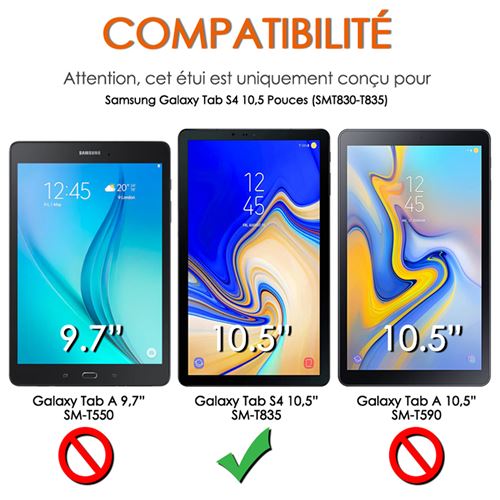 Étui HSMY avec Clavier Français AZERTY Bluetooth pour Samsung Galaxy Tab S7  Plus 12.4 T970 - Noir