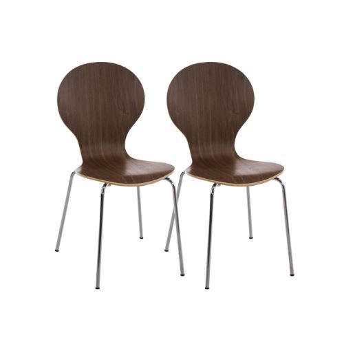 Lot de 2 chaises empilables en bois Diego , Noyer