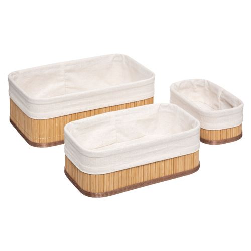 Five Simply Smart - Lot de 3 paniers en bambou naturel et polyester