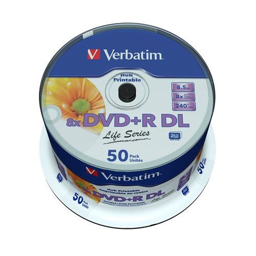Verbatim Life Series - 50 x DVD+R DL - 8.5 Go (240 minutes) 8x - surface imprimable - spindle