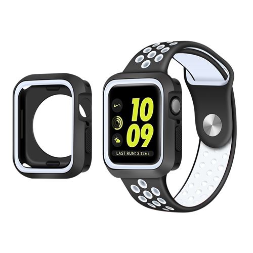 Bumper en TPU bicolore souple noir/blanc pour votre Apple Watch Series 4 44mm