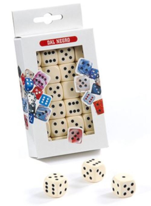 Dal Negro jeu de dés 1,8 cm blanc/noir 24 pièces