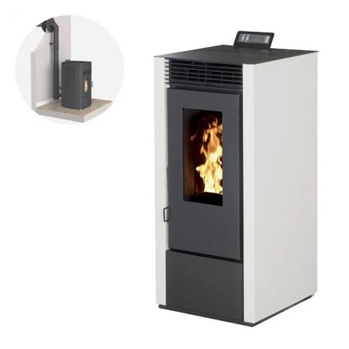 Pack Po&ecirc;le &agrave; granules MARINA 11KW Etanche + Kit Conduit Ventouse - Blanc