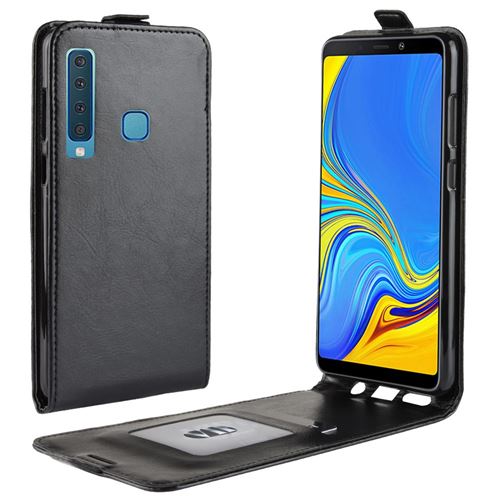 Etui en PU porte-cartes à rabat vertical noir pour votre Samsung Galaxy A9 (2018)/A9 Star Pro/A9s