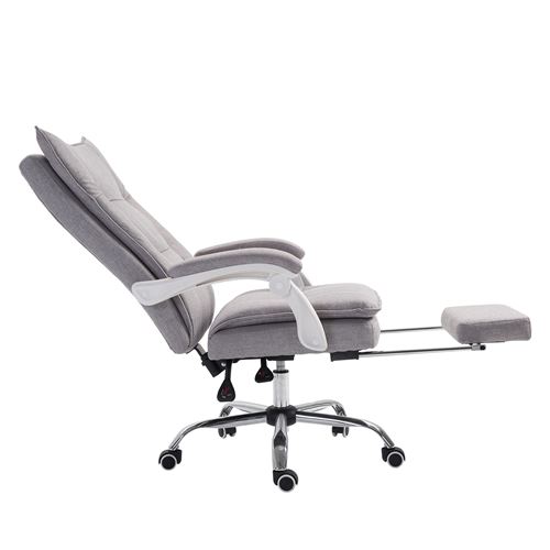 Fauteuil De Bureau Manager Grand Confort Repose Pied Integre Dossier Inclinable Revetement Toile Lin Gris Achat Prix Fnac