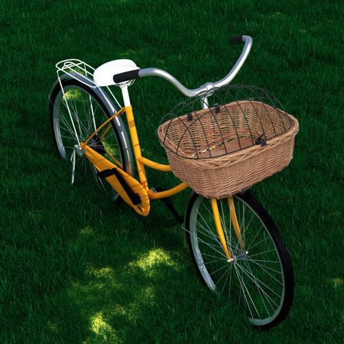 Vidaxl panier avant de velo avec couvercle 50x45x35 cm saule naturel
