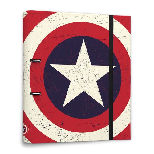 Dossier 2 Anneaux Decoupe Premium Marvel Captain America Shield