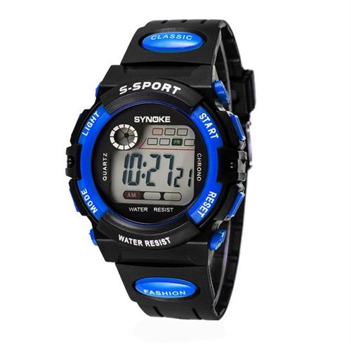 Bleu Montres filles garçon poignet numérique-analogique conduit sport imperméable à l'eau de quartz