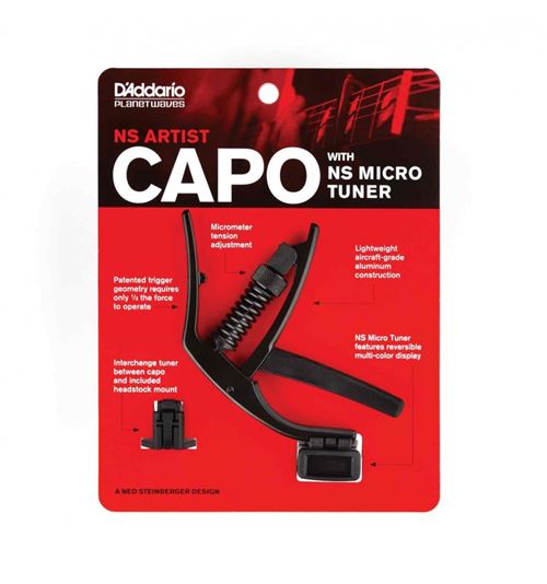 Planet Waves PW-CP-10NSM - Capodastre NS Artist avec accordeur à pince NS Micro