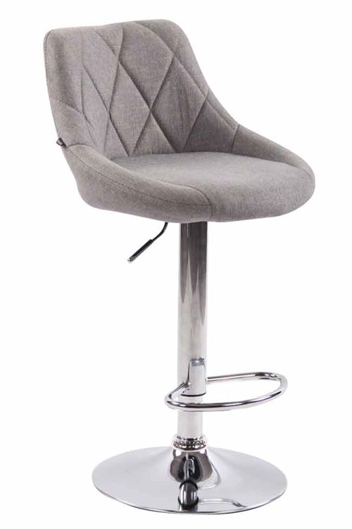 CLP Tabouret de bar Lazio en Tissu Hauteur réglable siège pivotant , Gris/Chrome