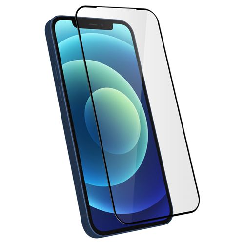 Film pour iPhone 12 / 12 Pro Verre Trempé 9H Biseauté Prio Transparent contour Noir