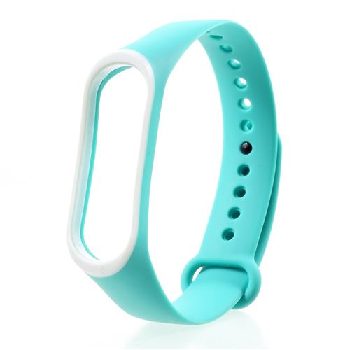 Bracelet en silicone doux à deux couleurs blanc/cyan pour votre Xiaomi Mi Band 3