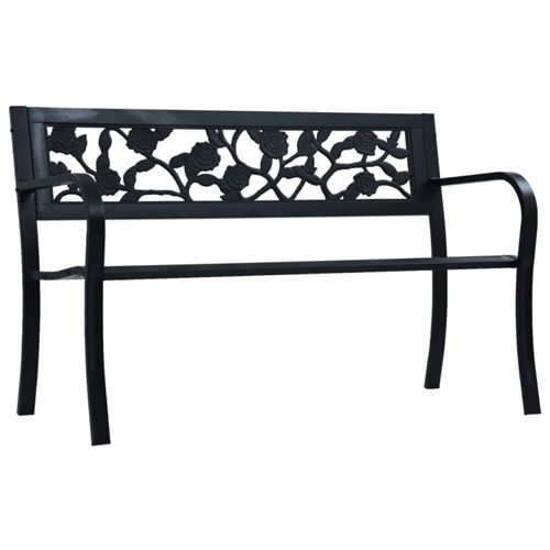 Vidaxl Noir Banc De Jardin 125 Cm Acier - Image 3