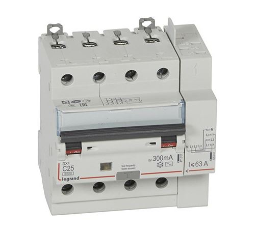 Disjoncteur différentiel monobloc DXᶾ 6000 - 4P - Vis/Auto - 25A - AC - 10kA - 300mA
