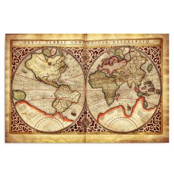 Impression sur toile Tableau Art Déco Canevas Mappe monde  80x60 - 1