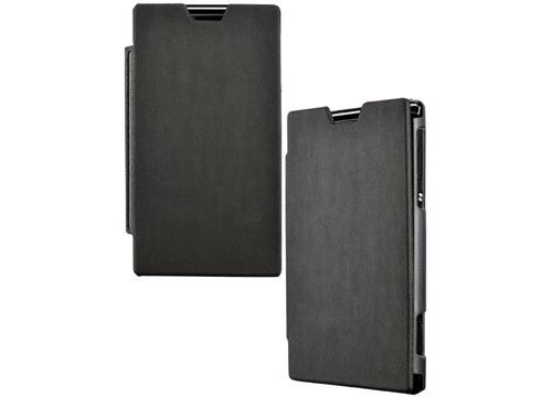 Etui coque folio noir Sony Xperia E avec rabat latéral noir