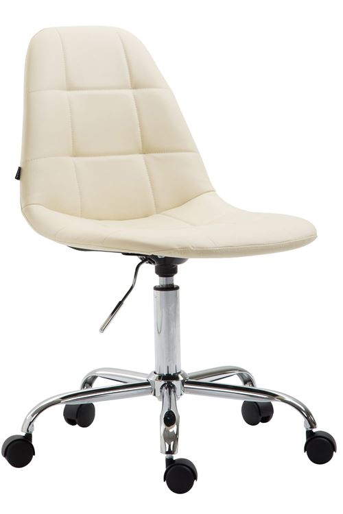 Chaise de Bureau Reims en Similicuir avec Piètement en Métal chromé - Couleur Crème