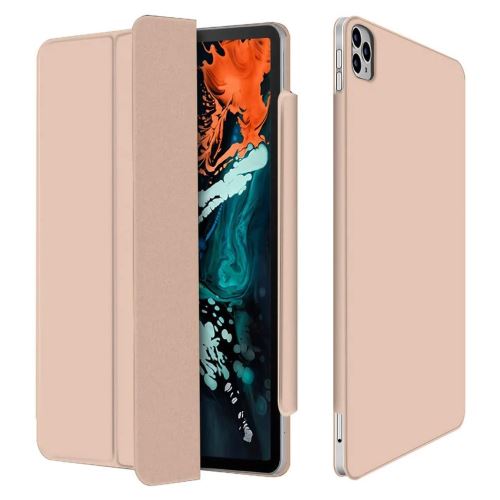 Etui en PU réveil automatique et sommeil avec support tri-pliure rose pour votre Apple iPad Pro 12.9 pouces (2020)