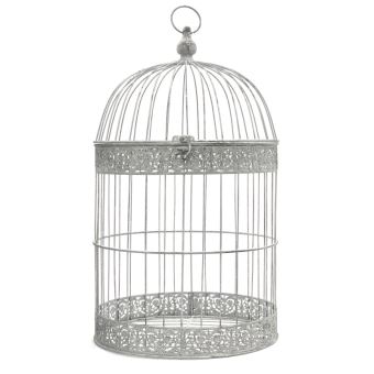 Grande Cage Oiseaux Bougie Ronde Gris 62 Cm X ø35 Cm Cages