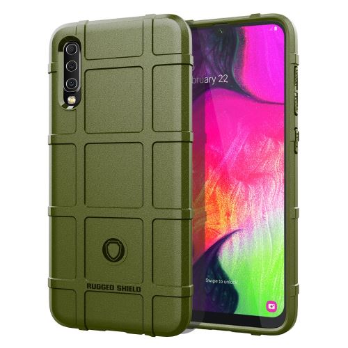Coque en TPU grille carrée anti-chocs vert armé pour votre Samsung Galaxy A70