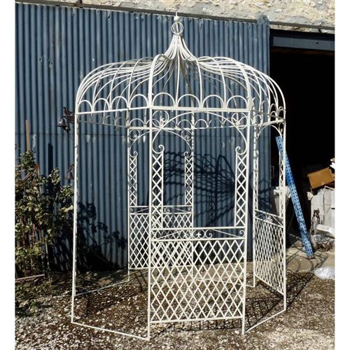 Tonnelle Pergola Gloriette en Métal Blanc Abris Kiosque de Jardin Rond 196x196x314cm