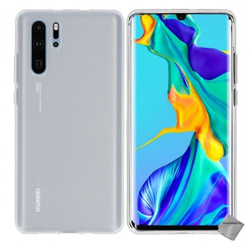 Housse etui coque pochette silicone gel fine pour Huawei P30 Pro avec verre trempe - BLANC TRANSPARENT