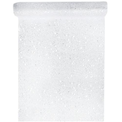 SANTEX 4446-1-30, Chemin de table Tulle pailletée, blanc