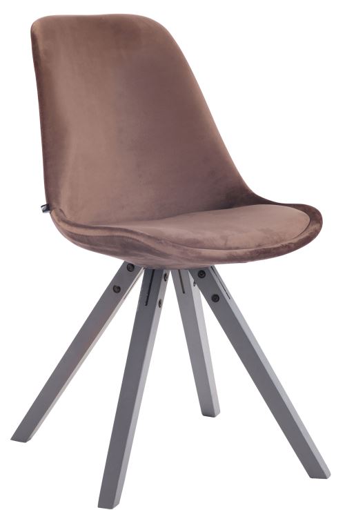 Chaise Toulouse en velours / Piétement carré , Marron/Gris