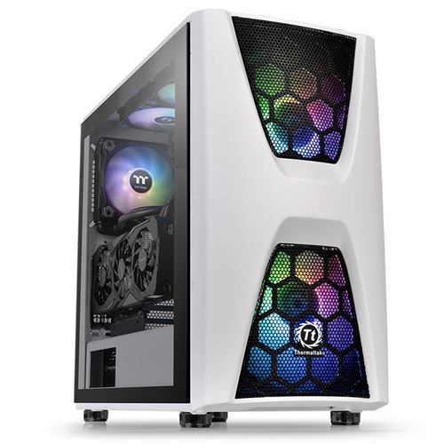 Boîtier Thermaltake Commander C 34 TG Snow ARGB Edition/Deux Ventilateurs ARGB 200 mm/Verre trempé/Boîtier ATX Moyen Tour