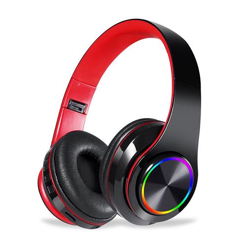 Casque Bluetooth - Sans Fil - Over-Ear - Stéréo - Noir Rouge - Image 2