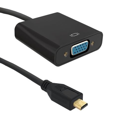 Qoltec 50403 micro hdmi d vga noir adaptateur et connecteur de câbles