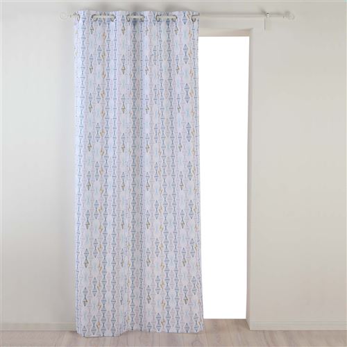 Rideau a oeillets 140 x 260 cm polyester imprime kessy Blanc