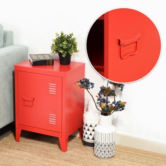 30 Sur Table De Chevet En Metal Meuble Express Casier Rouge 1